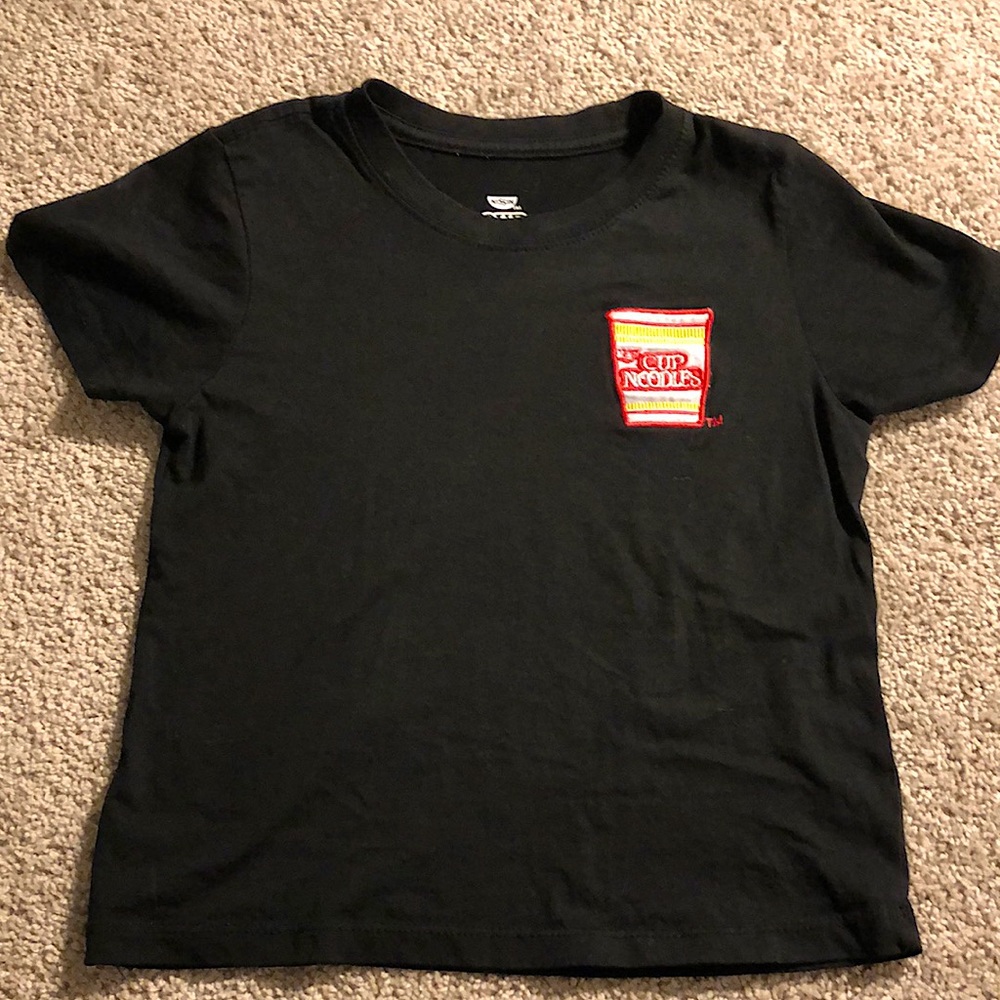 Black shirt with cup noodles engraved
